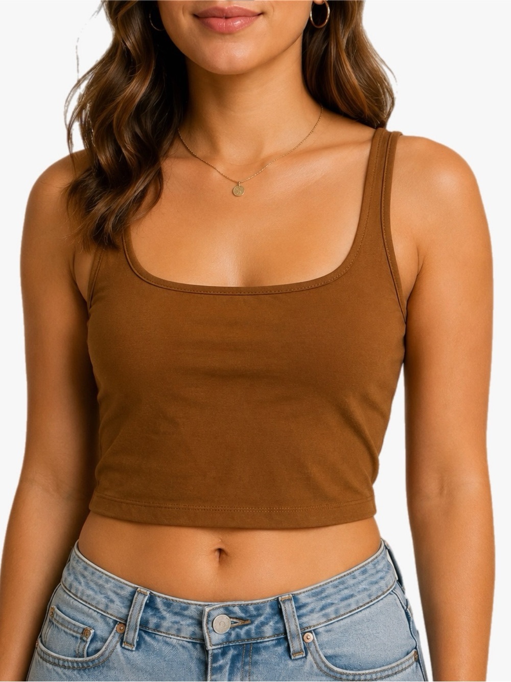 Lou & Grey Women’s Size Small Brown Cropped Lounge Tank Top